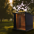 Outdoor 4-6 Person Black Square Traditional Sauna with Red Cedar Construction, 9000W Heater, Bluetooth Speakers & LED Starry Sky Lights