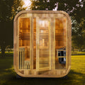 6-Person Indoor/Outdoor Square Sauna, Patchwork Red Cedar Traditional Sauna Kit with 9000W ETL-Certified Heater and Outdoor Waterproof Tile