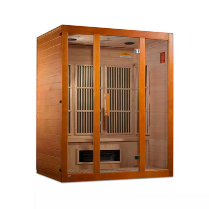 Alpine 3 Person Infrared Sauna – Upgraded with 7 Dual Tech Heaters, Red Light Therapy, Chromotherapy & Sound System