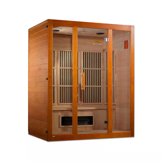 Alpine 3 Person Infrared Sauna – Upgraded with 7 Dual Tech Heaters, Red Light Therapy, Chromotherapy & Sound System