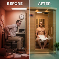 2-Person Low EMF (Under 8MG) FAR Infrared Sauna (Canadian Hemlock) — Before & After