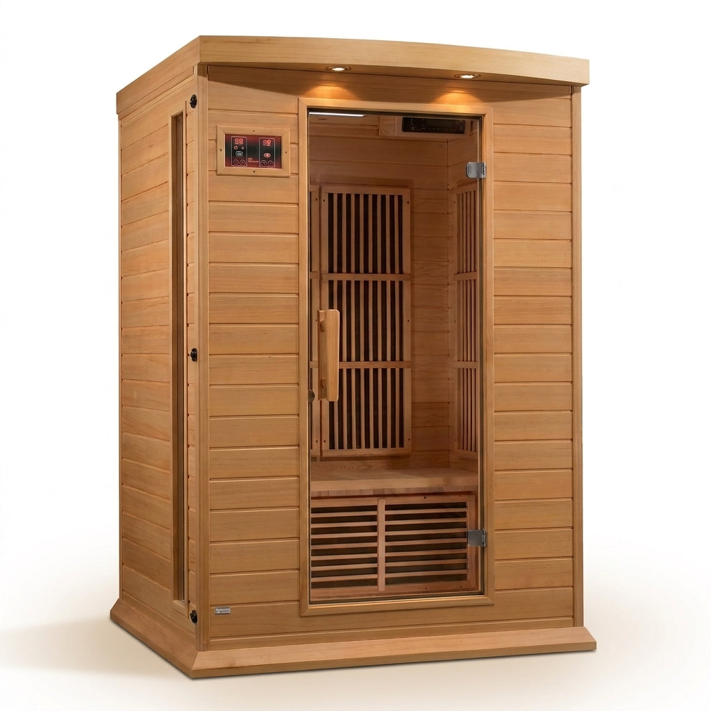 2-Person Low EMF (Under 8MG) FAR Infrared Sauna (Canadian Hemlock) — Studio Shot