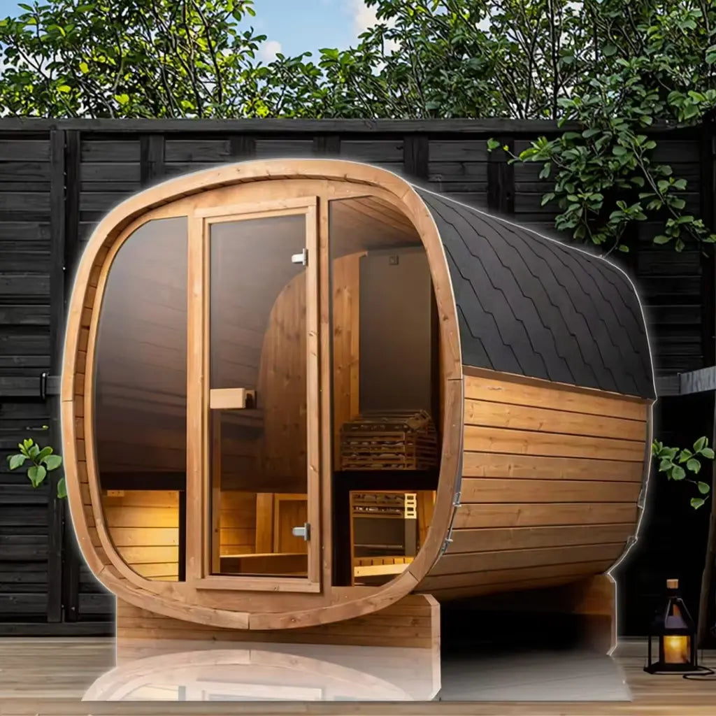 4-person Brown Square Outdoor Sauna HELIUS