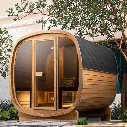 4-person Brown Square Outdoor Sauna HELIUS