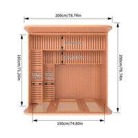 6-Person Indoor/Outdoor Square Sauna, Patchwork Red Cedar Traditional Sauna Kit with 9000W ETL-Certified Heater and Outdoor Waterproof Tile