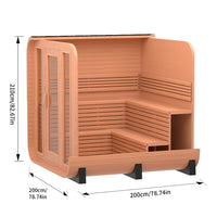 6-Person Indoor/Outdoor Square Sauna, Patchwork Red Cedar Traditional Sauna Kit with 9000W ETL-Certified Heater and Outdoor Waterproof Tile