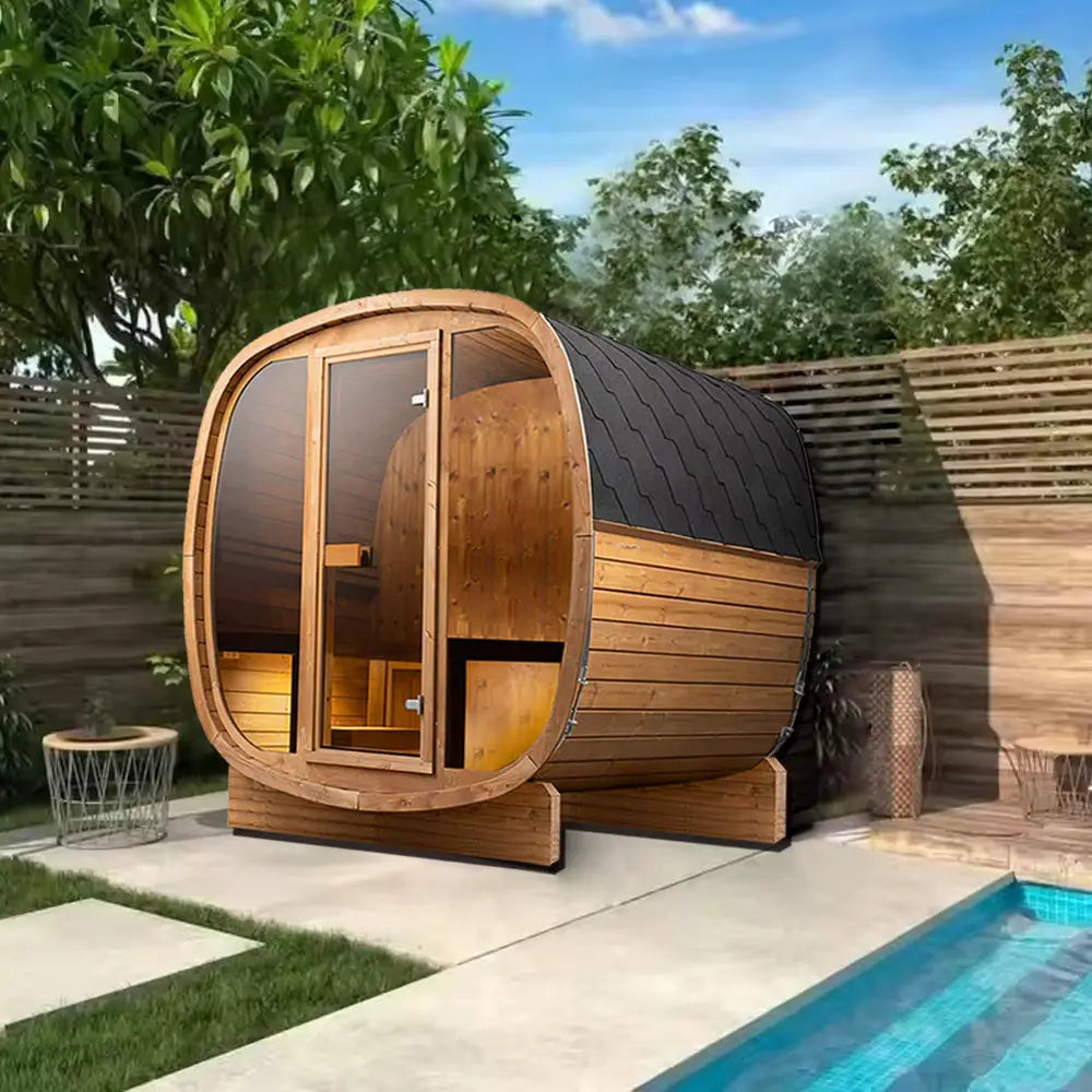 4-person Brown Square Outdoor Sauna HELIUS