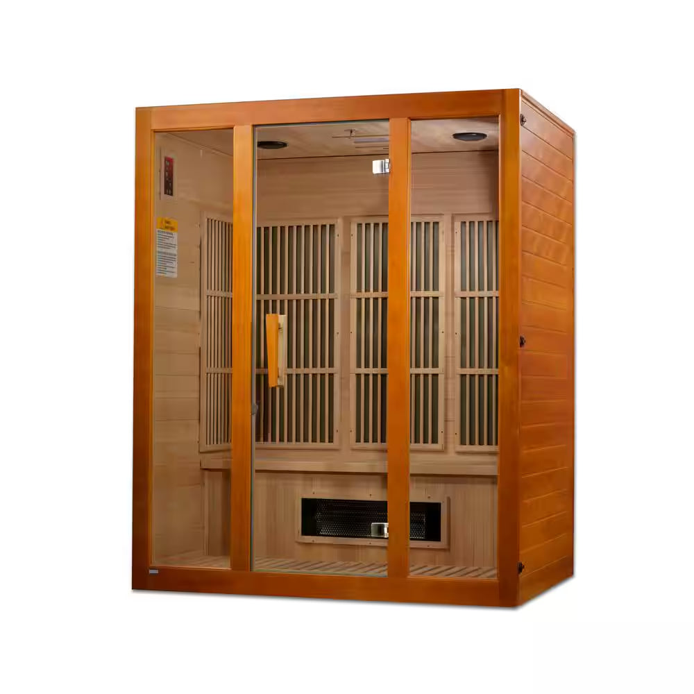 Alpine 3 Person Infrared Sauna – Upgraded with 7 Dual Tech Heaters, Red Light Therapy, Chromotherapy & Sound System