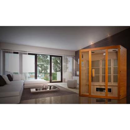 Alpine 3 Person Infrared Sauna – Upgraded with 7 Dual Tech Heaters, Red Light Therapy, Chromotherapy & Sound System