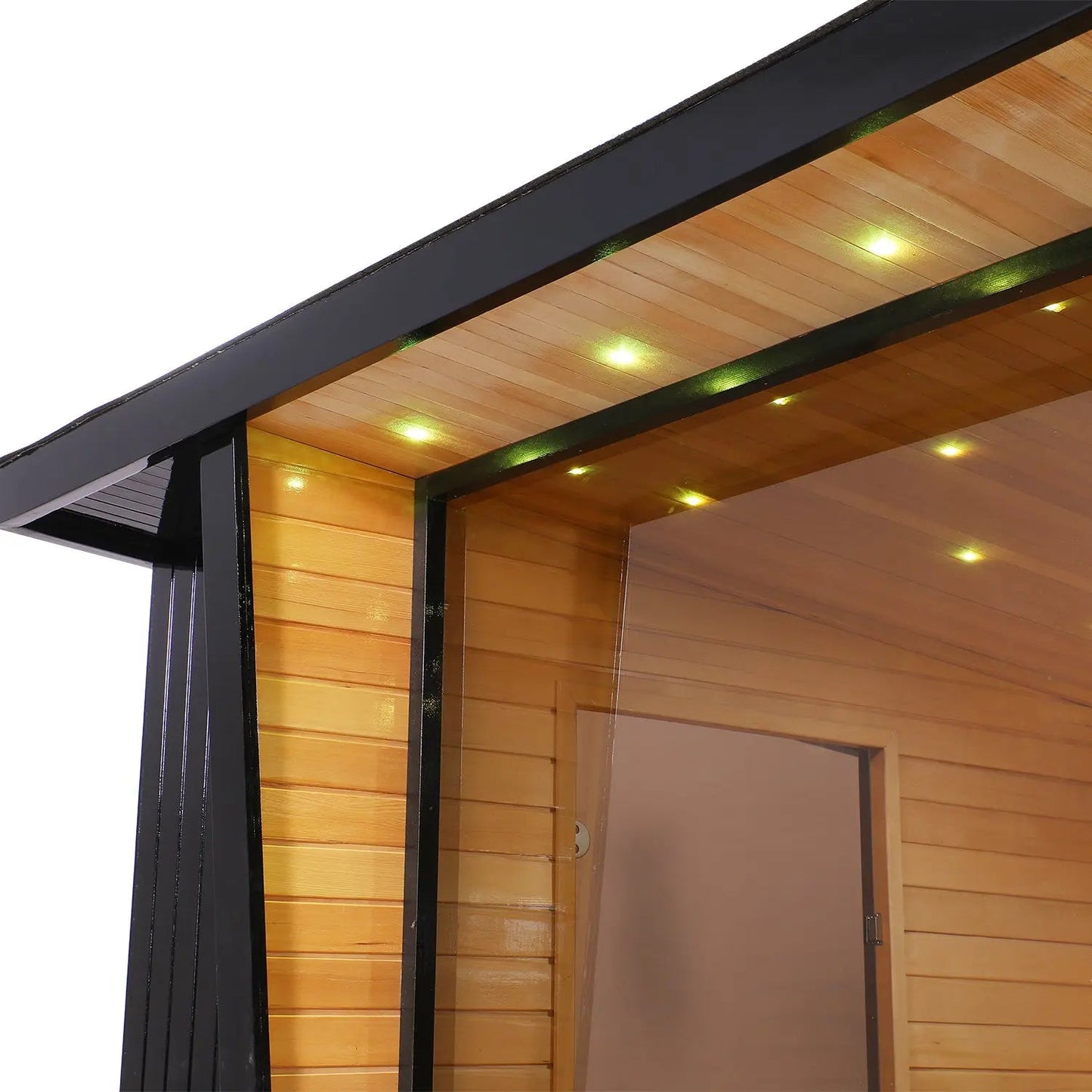 Outdoor Black Square Traditional Steam Sauna Cabin | Classic Canadian Hemlock Wood Detox Experience HELIUS