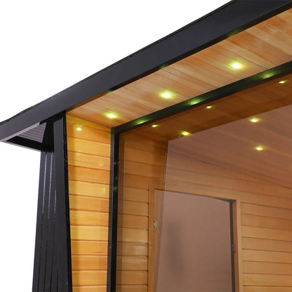 Outdoor Black Square Traditional Steam Sauna Cabin | Classic Canadian Hemlock Wood Detox Experience HELIUS