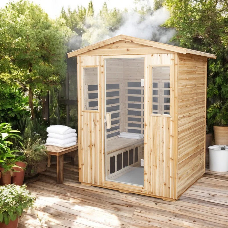 Lomant 4-Person Far Infrared Outdoor Sauna Room – Home Spa Sauna Cabin
