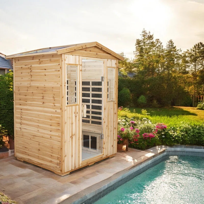 Lomant 4-Person Far Infrared Outdoor Sauna Room – Home Spa Sauna Cabin