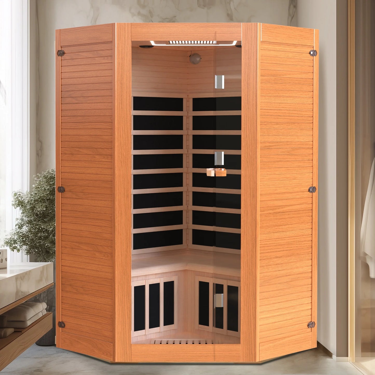 2–3 Person Infrared Sauna – 2180W Home Spa with LED Lights, Red Light & Bluetooth