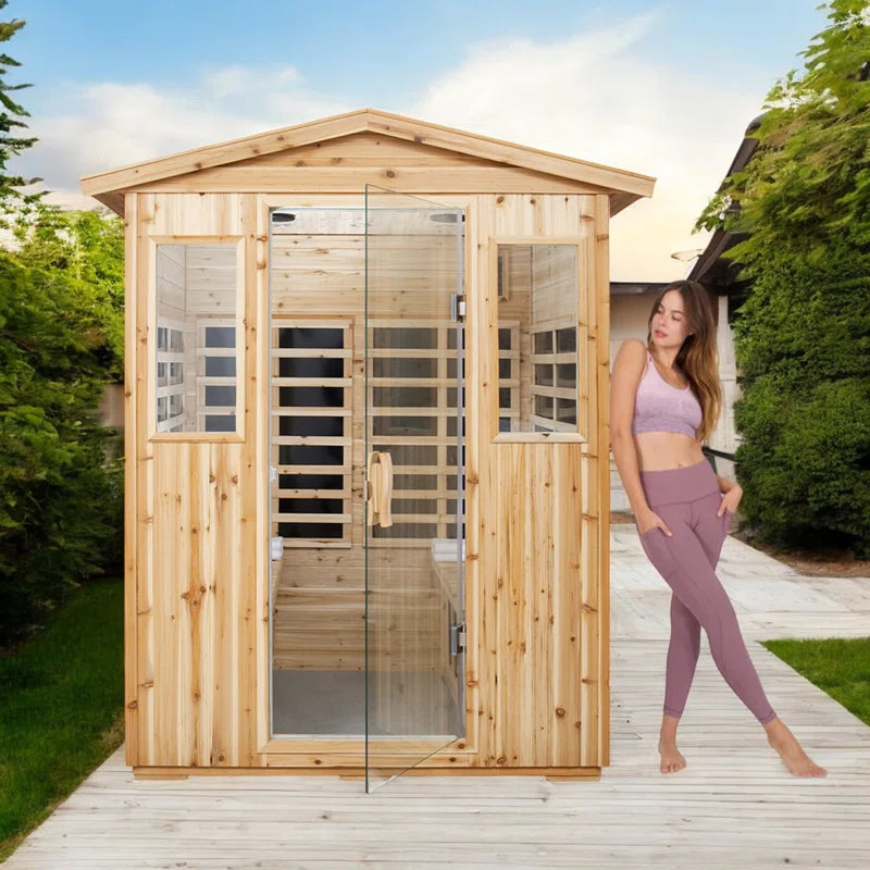 Lomant 4-Person Far Infrared Outdoor Sauna Room – Home Spa Sauna Cabin