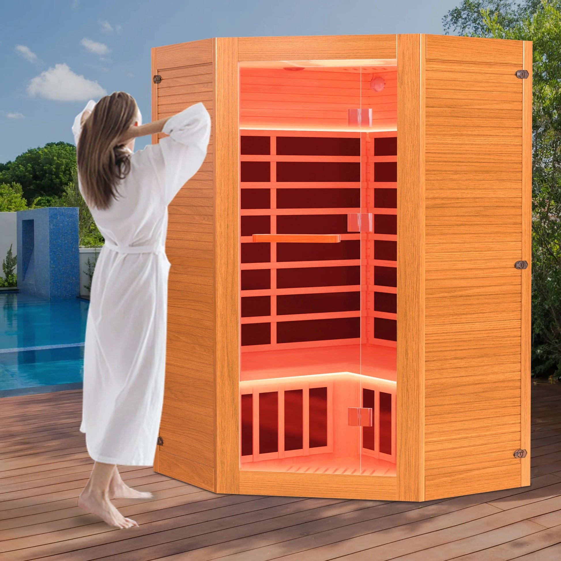 2–3 Person Infrared Sauna – 2180W Home Spa with LED Lights, Red Light & Bluetooth