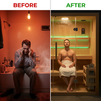 Canadian Hemlock Indoor Wet/Dry 4-Person Electric Sauna with LED Lights and 4.5Kw ETL Certified Heater — Before & After