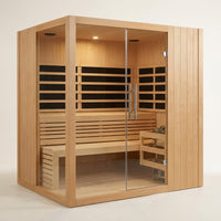 Canadian Hemlock Indoor Wet/Dry 4-Person Electric Sauna with LED Lights and 4.5Kw ETL Certified Heater — Studio Shot