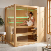 Canadian Hemlock Indoor Wet/Dry 4-Person Electric Sauna with LED Lights and 4.5Kw ETL Certified Heater — Lifestyle