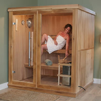 Charleston 4-Person Indoor Traditional Sauna Double Bench — Lifestyle