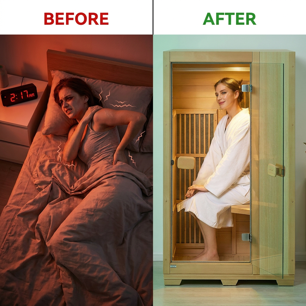 Far Infrared Wooden Sauna Room Home Sauna Spa for 1 Person1140W — Before & After