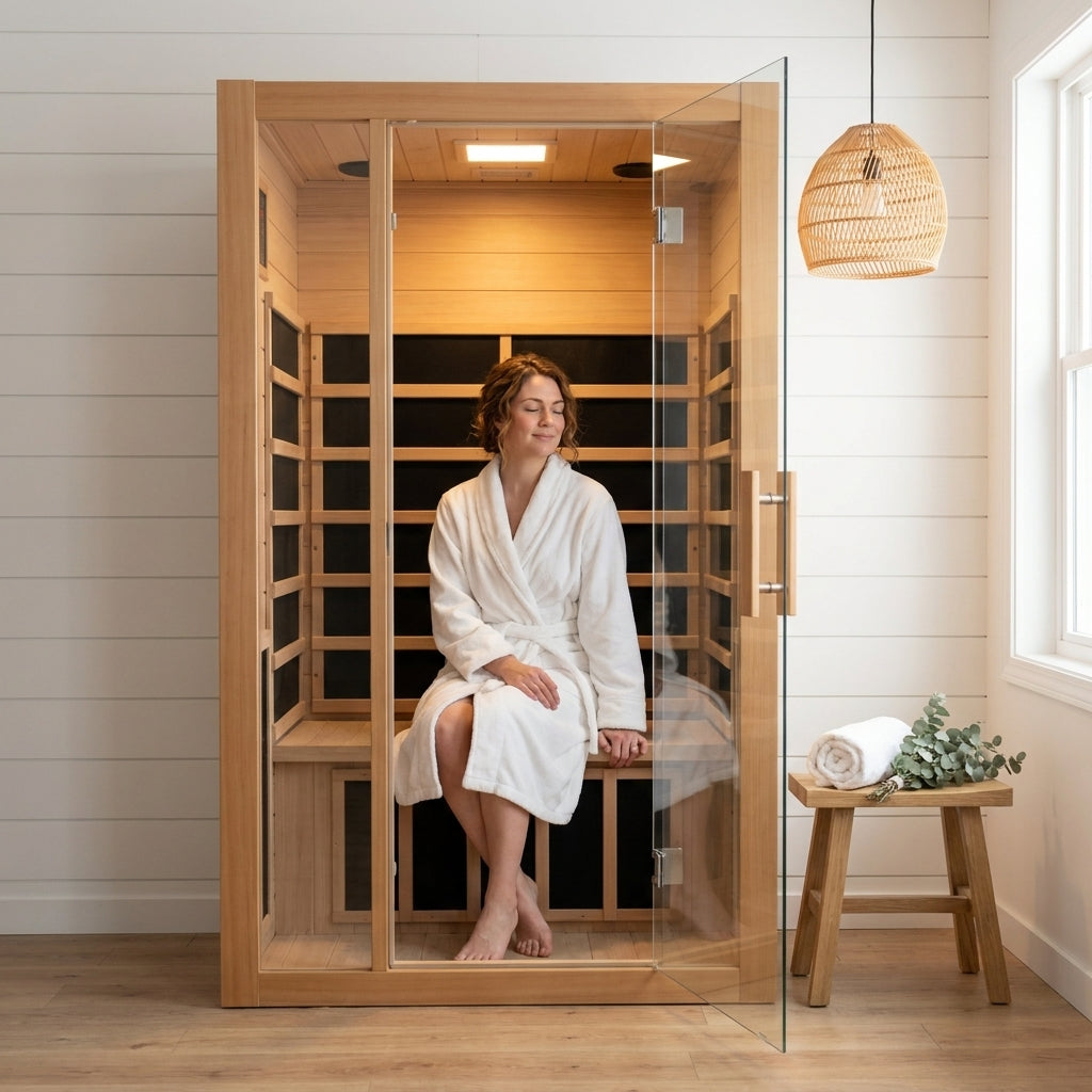 Far Infrared Wooden Sauna Room Home Sauna Spa for 1 Person1140W — Lifestyle