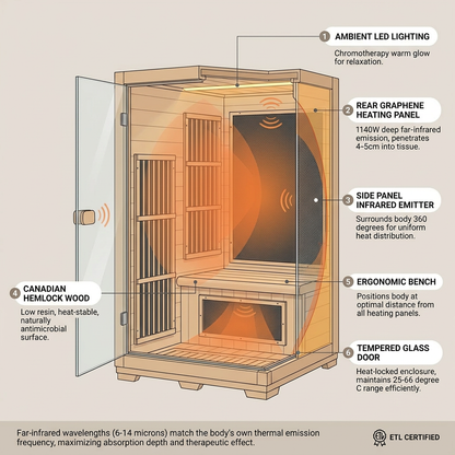 Far Infrared Wooden Sauna Room Home Sauna Spa for 1 Person1140W — How It Works