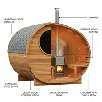 Outdoor Barrel Traditional Steam Cedar Wood Sauna with Wood Burning Stove — How It Works