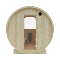 Tampere 4-Person Outdoor Finnish Barrel Sauna, Northern European Spruce, 8KW Spirit WiFi Heater