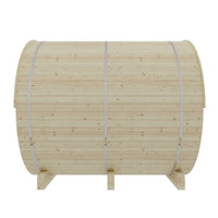 Tampere 4-Person Outdoor Finnish Barrel Sauna, Northern European Spruce, 8KW Spirit WiFi Heater