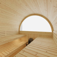 Tampere 4-Person Outdoor Finnish Barrel Sauna, Northern European Spruce, 8KW Spirit WiFi Heater