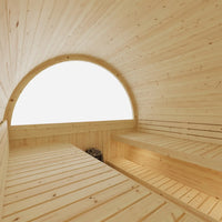 Tampere 4-Person Outdoor Finnish Barrel Sauna, Northern European Spruce, 8KW Spirit WiFi Heater