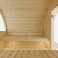 Tampere 4-Person Outdoor Finnish Barrel Sauna, Northern European Spruce, 8KW Spirit WiFi Heater