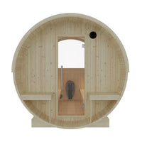 Turku 6-Person Outdoor Finnish Barrel Sauna with Terrace, Northern European Spruce, 8KW Spirit WiFi Heater