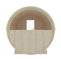 Turku 6-Person Outdoor Finnish Barrel Sauna with Terrace, Northern European Spruce, 8KW Spirit WiFi Heater