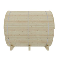 Vassa 6-Person Outdoor Finnish Barrel Sauna, Northern European Spruce, 8KW Spirit WiFi Heater