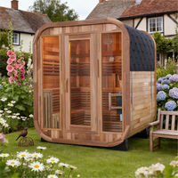 6-Person Indoor/Outdoor Square Sauna, Patchwork Red Cedar Traditional Sauna Kit with 9000W ETL-Certified Heater and Outdoor Waterproof Tile
