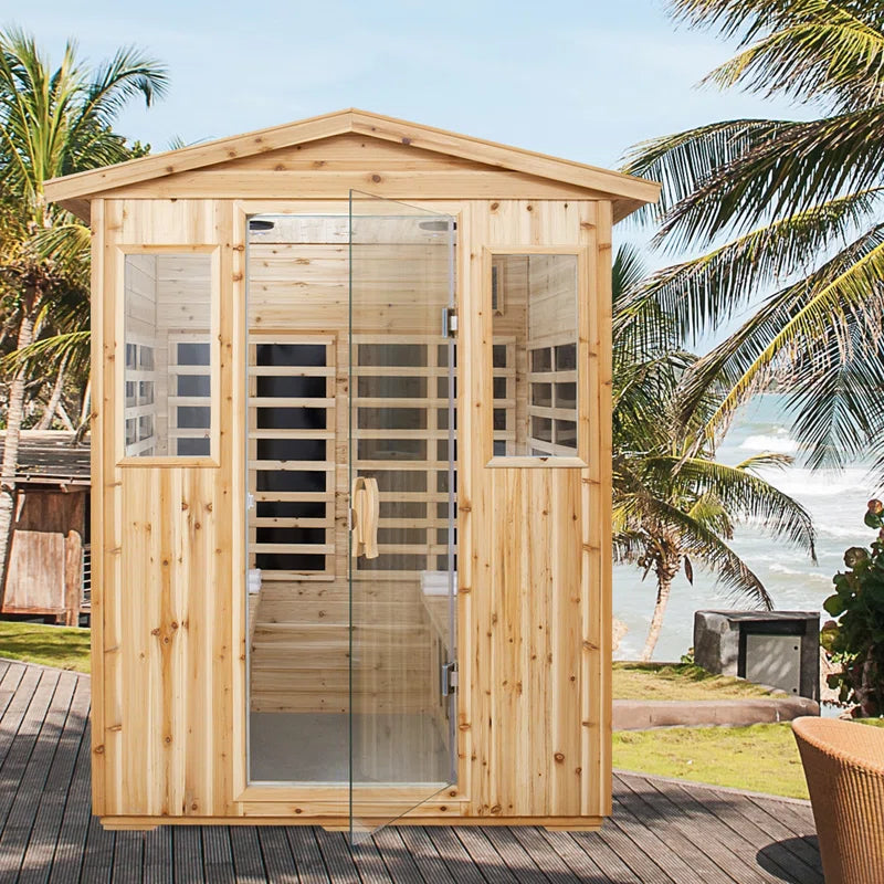 Lomant 4-Person Far Infrared Outdoor Sauna Room – Home Spa Sauna Cabin