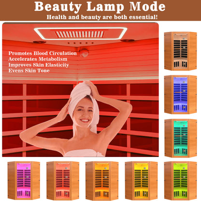 2–3 Person Infrared Sauna – 2180W Home Spa with LED Lights, Red Light & Bluetooth
