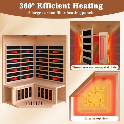 2–3 Person Infrared Sauna – 2180W Home Spa with LED Lights, Red Light & Bluetooth