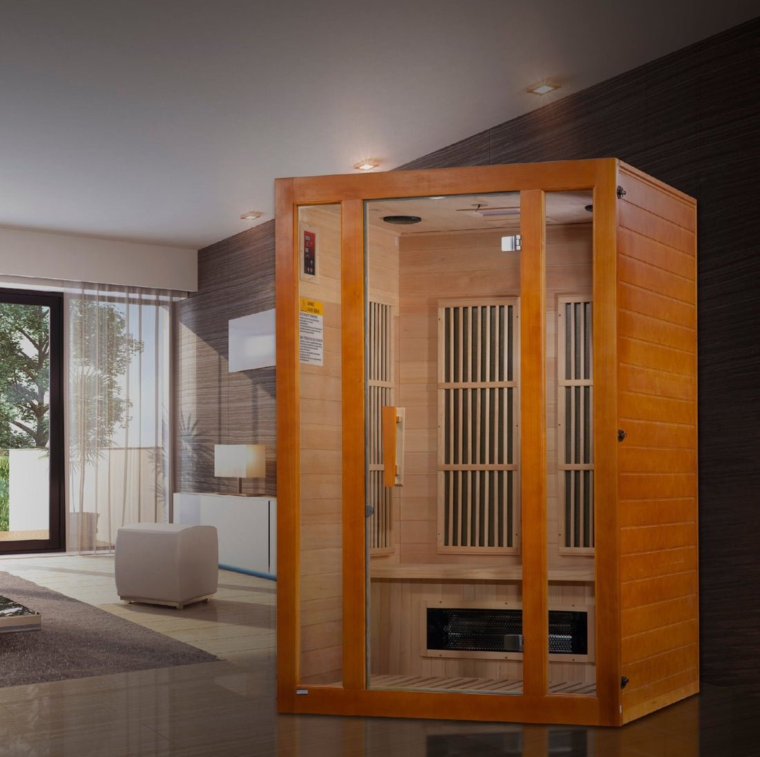 Maxxus 2-Person Low EMF FAR Infrared Sauna with Hemlock Wood