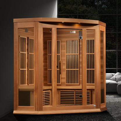 Maxxus "Avignon Edition" 3-Person Corner Near Zero EMF FAR Infrared Sauna with Canadian Red Cedar
