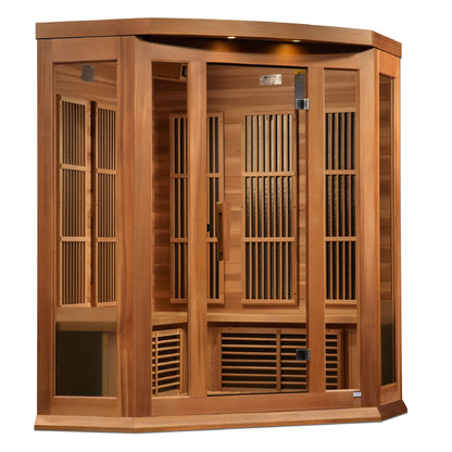 Maxxus "Avignon Edition" 3-Person Corner Near Zero EMF FAR Infrared Sauna with Canadian Red Cedar