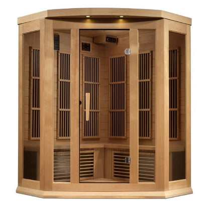 Maxxus "Chaumont Edition" 3-Person Corner Near Zero EMF FAR Infrared Sauna with Canadian Hemlock