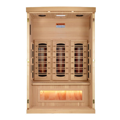 Golden Designs "Reserve Edition" 2-Person Full Spectrum PureTech™ Near Zero EMF Infrared Sauna with Himalayan Salt Bar