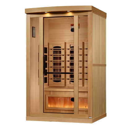 Golden Designs "Reserve Edition" 2-Person Full Spectrum PureTech™ Near Zero EMF Infrared Sauna with Himalayan Salt Bar