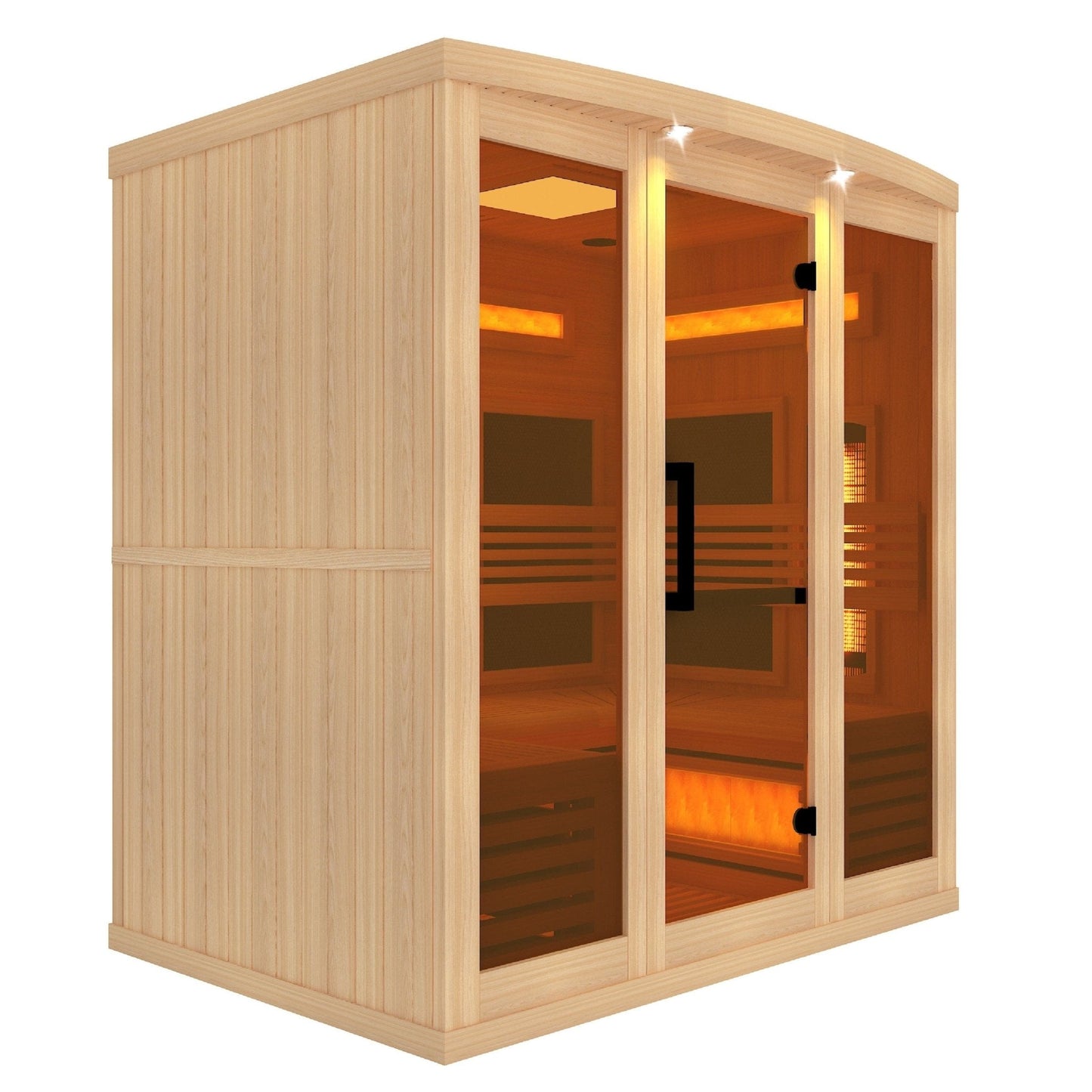 Golden Designs "Reserve Edition" 6-Person Full Spectrum PureTech™ Near Zero EMF FAR Infrared Sauna with Himalayan Salt Bar & Canadian Hemlock