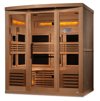 Golden Designs "Reserve Edition" 6-Person Full Spectrum PureTech™ Near Zero EMF FAR Infrared Sauna with Himalayan Salt Bar & Canadian Hemlock