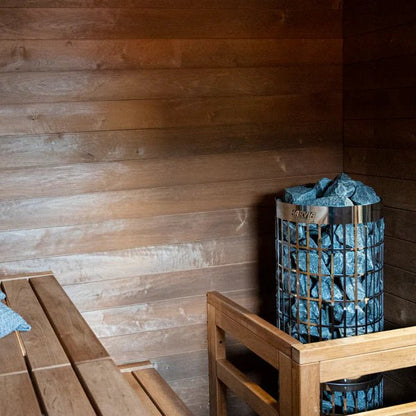 Harvia Cilindro Half Series 8kW Stainless Steel Sauna Heater at 240V 1PH with Built-In Time and Temperature Controls