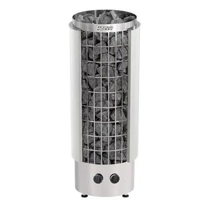 Harvia Cilindro Half Series 8kW Stainless Steel Sauna Heater at 240V 1PH with Built-In Time and Temperature Controls